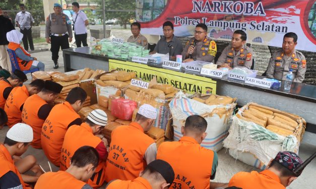 Satresnarkoba Polres Lampung Selatan Ungkap Jaringan Narkoba Lintas Provinsi Senilai Rp75 Miliar